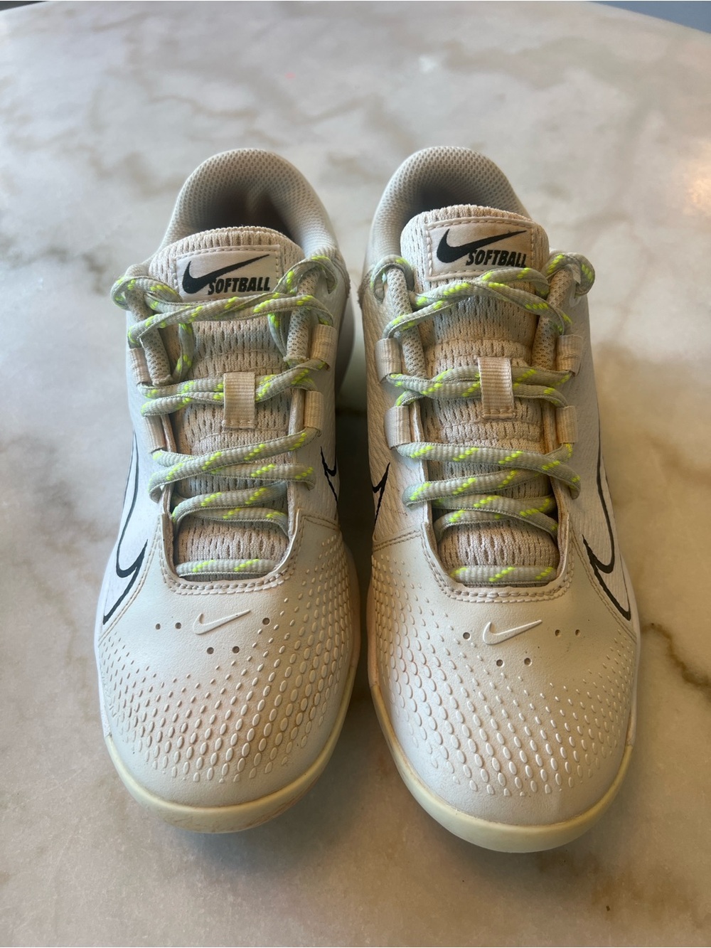 Nike Womens Softball Cleats - White with Neon Accents